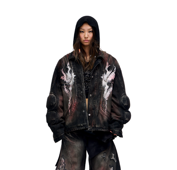 Racer Armor Crimson Gradient Denim Jacket