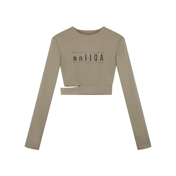 Letter Print Slim Long-Sleeve T-Shirt