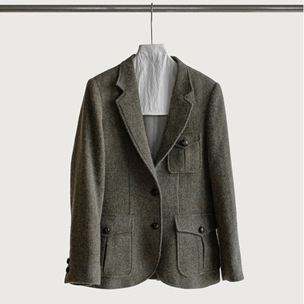 Autumn Winter Casual Wool Coat With A Sophisticated Vintage Tweed Look