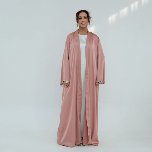 Middle Eastern Plus-Size Long-Sleeve Beaded Cardigan