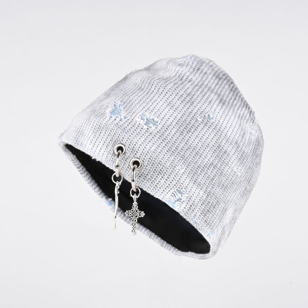 Womens Retro American Post-Apocalyptic Ripped Decorative Beanie