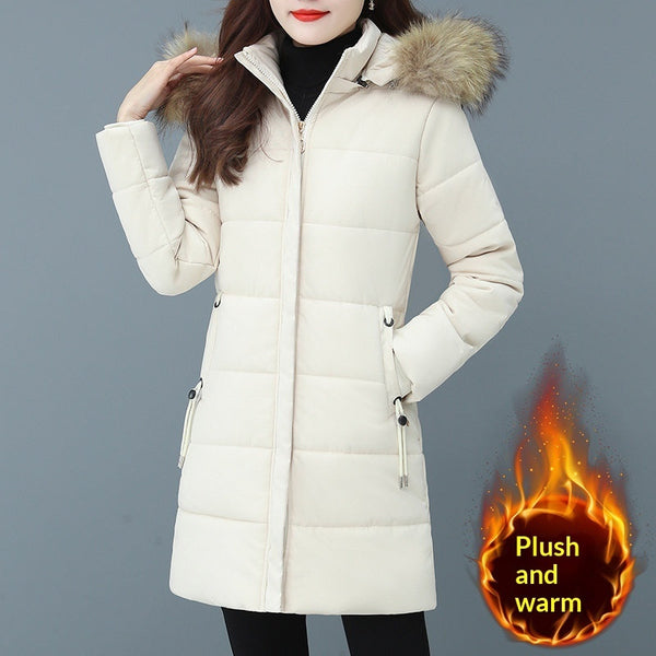 Womens Mid-Length Padded Cotton-Padded Jacket