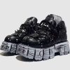 Women's Black Thick-soled Buckle-up Motorcycle Boots