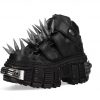 Women's Black Thick-soled Buckle-up Motorcycle Boots