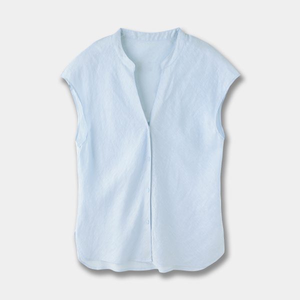 24a09cbd-fb2e-41aa-a5a7-1d24a3267985.jpg Minimalist Old Money Style Temperament Commute Style Pure Linen V-neck Sleeveless Shirt