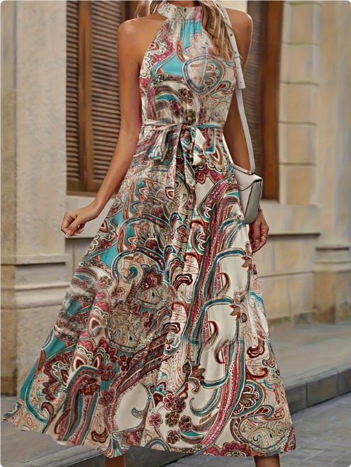 Bohemian Retro Print Dress Women