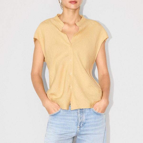 4f39d187-a405-4cbe-a3fe-726919b18968.jpg Minimalist Old Money Style Temperament Commute Style Pure Linen V-neck Sleeveless Shirt