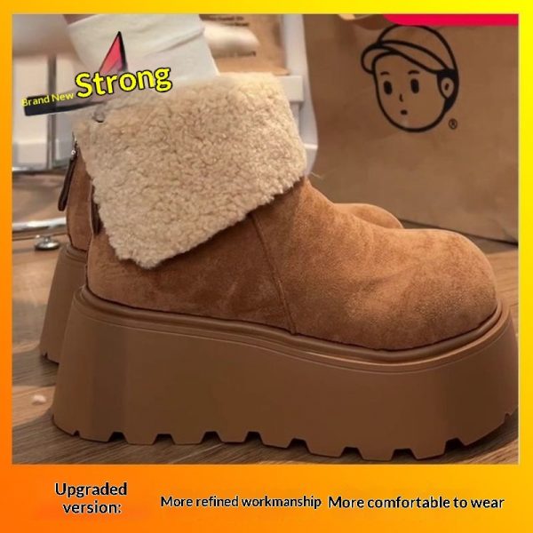 Womens Fleece-Lined Cotton Shoes Vintage Snow Boots