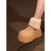 Womens Fleece-Lined Cotton Shoes Vintage Snow Boots