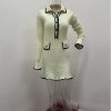 European And American Contrast Color Classic Style Elegant Slim Knit Dress