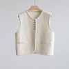 cfc854f3-290b-4525-b5c6-7f73a5765e56.jpg Static Luxury Old Money Style Round Neck Golden Bean Buckle Knitted Vest