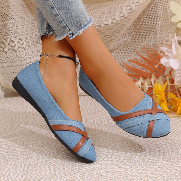 Ins Cross-straped Denim Loafers Fashion Lightweight Comfortable Flats Shoes For Women