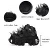 Women's Black Thick-soled Buckle-up Motorcycle Boots