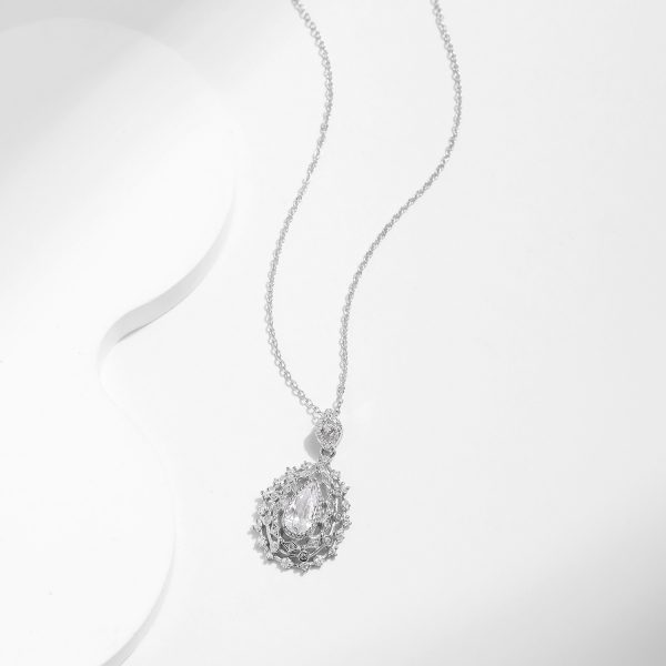 S925 Sterling Silver Old Money Style Luxury Full Diamond Drop Pendant