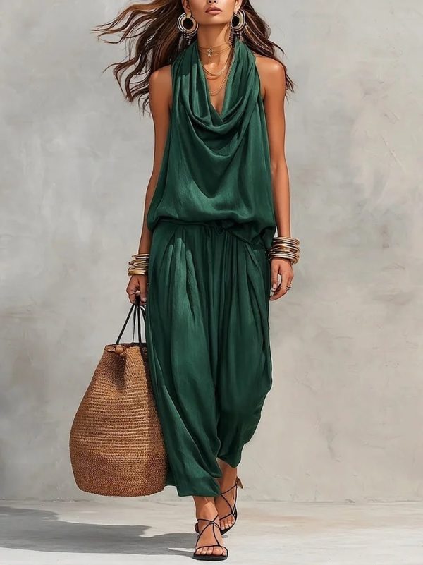 09cad746-8392-4936-bcac-5b14fe011459.jpg Womens Draped-Neck Vest And Casual Pants Set