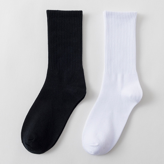 1616980169400.jpg Stockings Women's Tube Ins Tide Socks Street Autumn And Winter Black And White Long Socks Women's Solid Color Sports Custom Cotton Socks