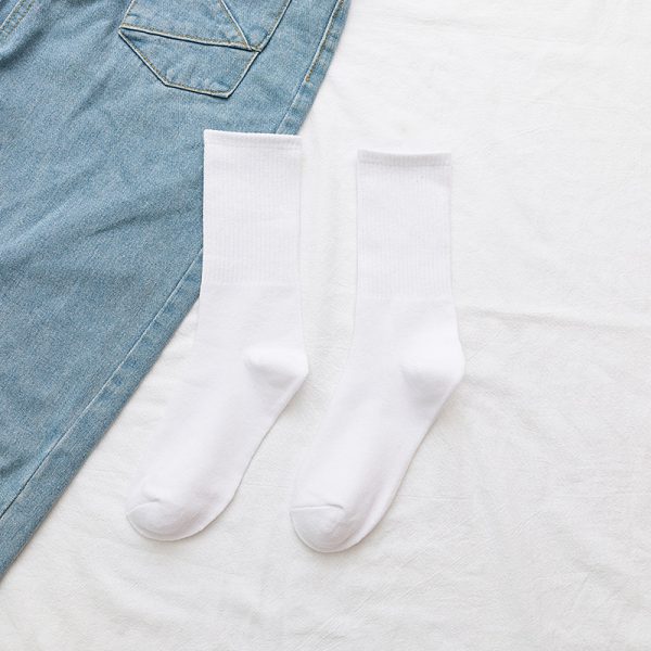 1616980169403.jpg Stockings Women's Tube Ins Tide Socks Street Autumn And Winter Black And White Long Socks Women's Solid Color Sports Custom Cotton Socks