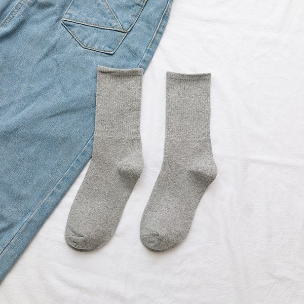 1616980169409.jpg Stockings Women's Tube Ins Tide Socks Street Autumn And Winter Black And White Long Socks Women's Solid Color Sports Custom Cotton Socks