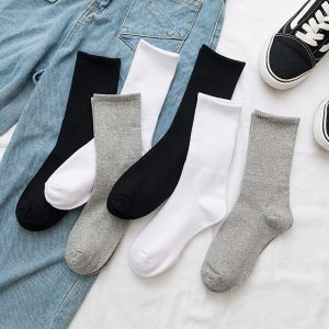 1616980169438.jpg Stockings Women's Tube Ins Tide Socks Street Autumn And Winter Black And White Long Socks Women's Solid Color Sports Custom Cotton Socks