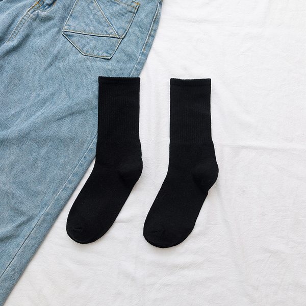 1616980169939.jpg Stockings Women's Tube Ins Tide Socks Street Autumn And Winter Black And White Long Socks Women's Solid Color Sports Custom Cotton Socks