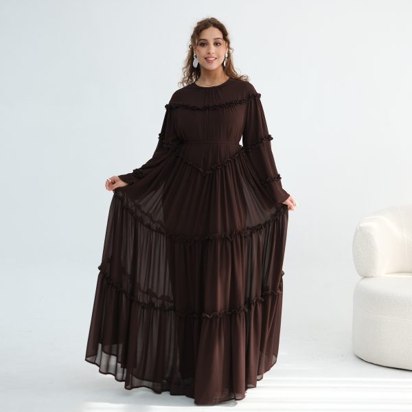 Middle Eastern Lace-trimmed Tiered Cake Skirt Dress