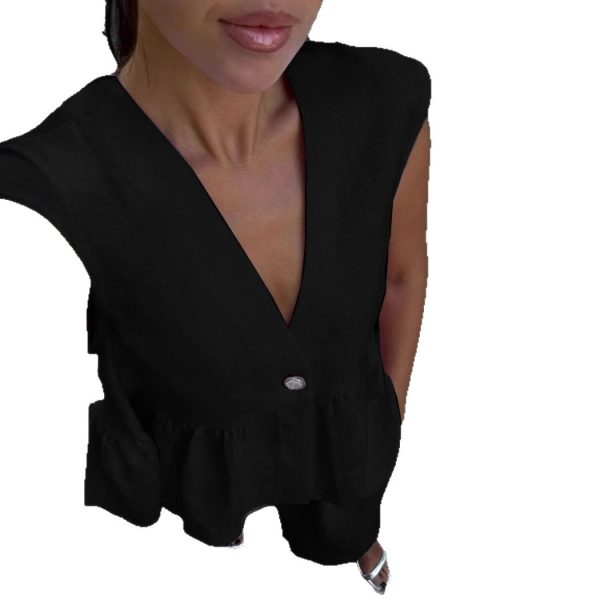 16a1b99d-1d79-439e-911c-b7ebb80b66a6.jpg Womens Cotton V-Neck Sleeveless Vest And Wide-Leg Pants Set