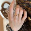 Luxury Minimalist Couple Bands, Shining Zircon Natural Color Gemstone, Cold Style Daily Wear Open Ring