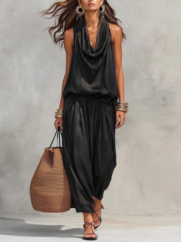 3ac60404-7e9a-4a2a-970b-1c6b0a08d4d5.jpg Womens Draped-Neck Vest And Casual Pants Set