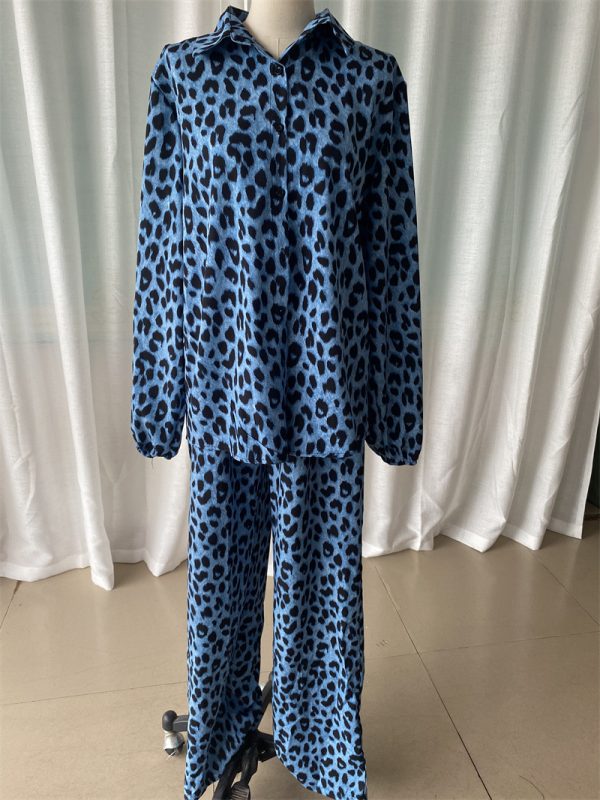 High-waisted Straight-leg Trousers Womens Suit Leopard Print JapaneseKorean Style Casual
