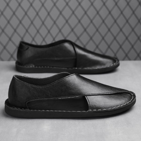 Genuine Leather Breathable One Pedal Beach Sandals