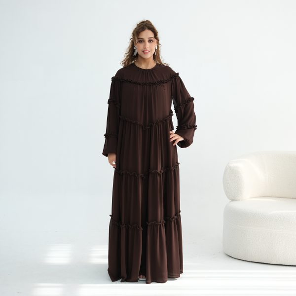 Middle Eastern Lace-trimmed Tiered Cake Skirt Dress