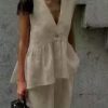 5e9f95fe-c612-45e8-995e-f038afd74a39.jpg Womens Cotton V-Neck Sleeveless Vest And Wide-Leg Pants Set