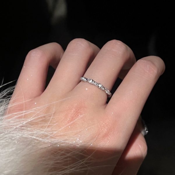 Cold Aesthetic Colored Gem Zircon Ring, Light Luxury High-end Texture, Adjustable Couple Matching Rings For Lovers