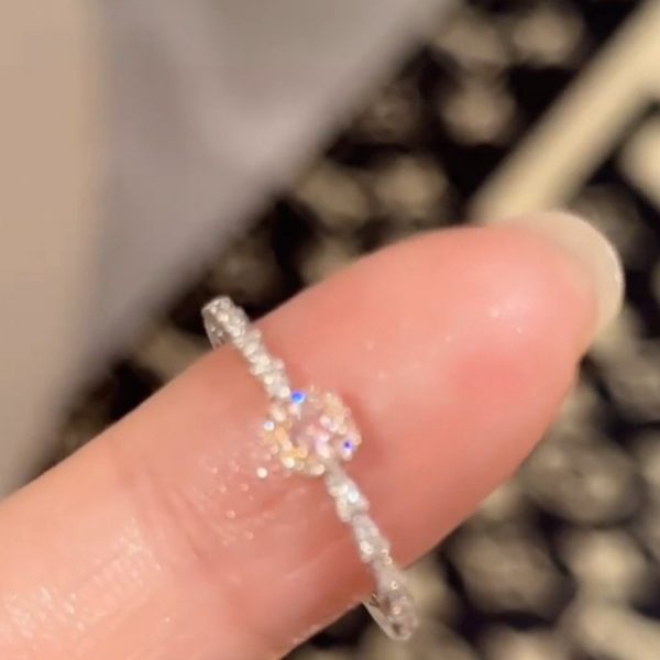Cold Aesthetic Colored Gem Zircon Ring, Light Luxury High-end Texture, Adjustable Couple Matching Rings For Lovers