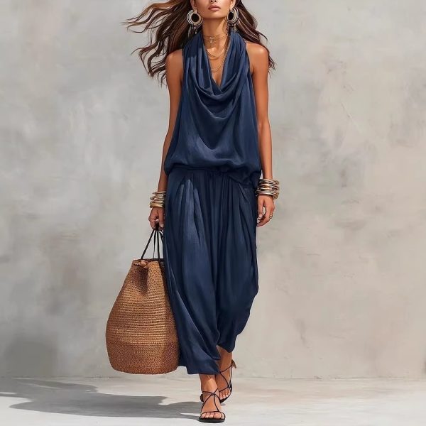 6fffd746-907f-4db9-adc1-1e4a270d2b8d.jpg Womens Draped-Neck Vest And Casual Pants Set