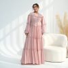 Middle Eastern Lace-trimmed Tiered Cake Skirt Dress