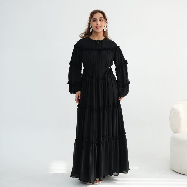 Middle Eastern Lace-trimmed Tiered Cake Skirt Dress