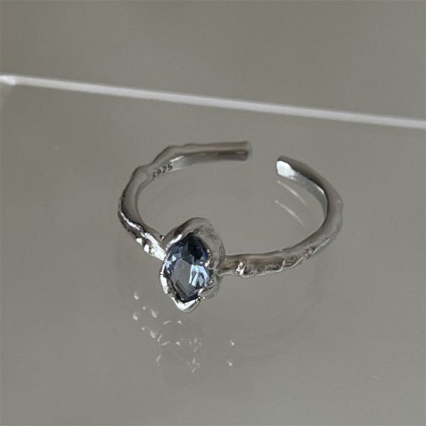 Light Luxury Cold Tone Index Ring, Natural Colorful Gem & Zircon Design, Fashion Adjustable Couple Rings