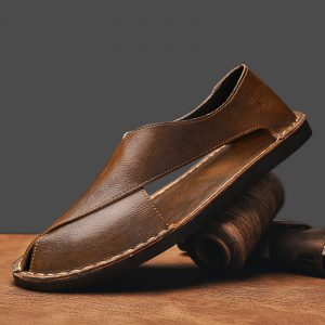 970e03cf-fae3-46b6-af29-774a20d3f9b6.jpg Genuine Leather Breathable One Pedal Beach Sandals