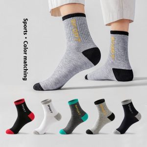 9ee02a8d-39dd-4e56-a2ea-a0dea49f5a4e.jpg Spring And Autumn Summer Socks Men's Mid-calf Length Sock Sweat-absorbent Breathable