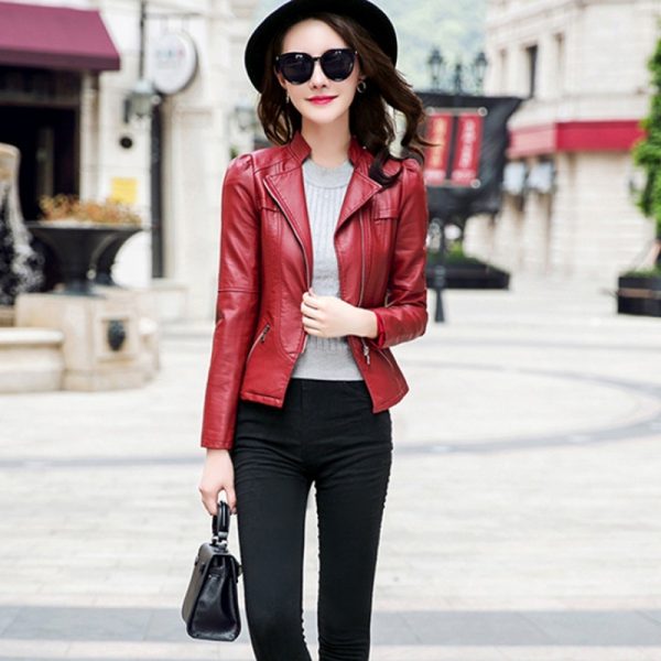 ae73d43a-f6ba-4e29-a8b6-616e9602db7c.jpg Motorcycle Leather Jacket Large Coat Woman