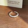 Light Luxury Fairy Sweet Girl Open Ring, Inlaid Diamond Butterfly Star Bow Flower & Shell Pearl, Exquisite Stackable Finger Ring