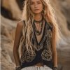 Plant And Floral Print V-neck Ethnic Tribal Vest Top