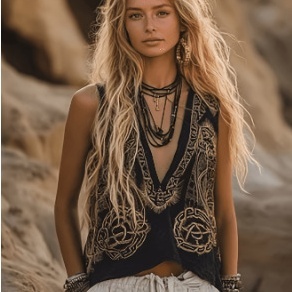 Plant And Floral Print V-neck Ethnic Tribal Vest Top