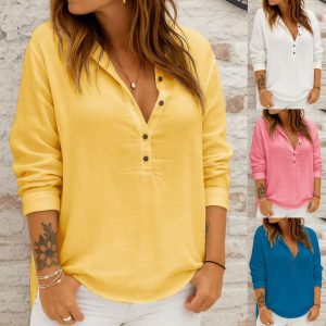 Solid-color Vintage Lapel Pullover Shirt