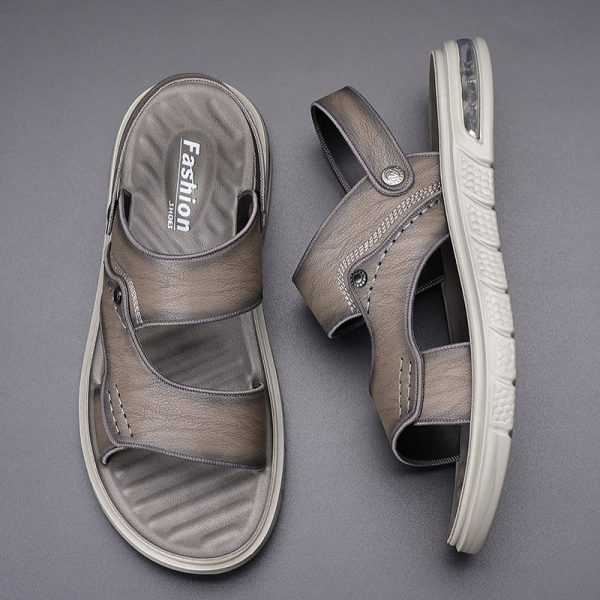 d8e7f332-d4df-406a-8ea6-7538da4aebf0.jpg New Summer Genuine Leather Double Sole Middle-aged And Elderly Casual Beach Non-slip Men's Sandals
