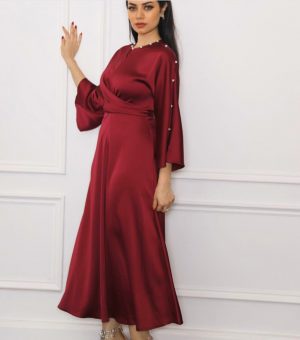 da348ced-994a-4785-ad74-b0bf39492bb5.jpg Middle Eastern Silk Satin Lotus Sleeve Dress