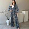 High-waisted Straight-leg Trousers Womens Suit Leopard Print JapaneseKorean Style Casual