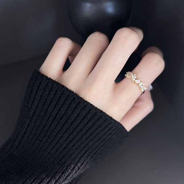 f567a0d1-c3f0-49fb-bfea-7bdc0ba591bd.jpg Minimalist Cold Tone Zircon Ring, Natural Colorful Gems, High-End Luxury Adjustable Index Finger Couple Rings