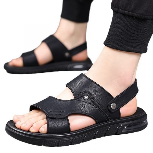 f9fb7160-f8e3-4a97-8e5e-706fc99508d7.jpg New Summer Genuine Leather Double Sole Middle-aged And Elderly Casual Beach Non-slip Men's Sandals